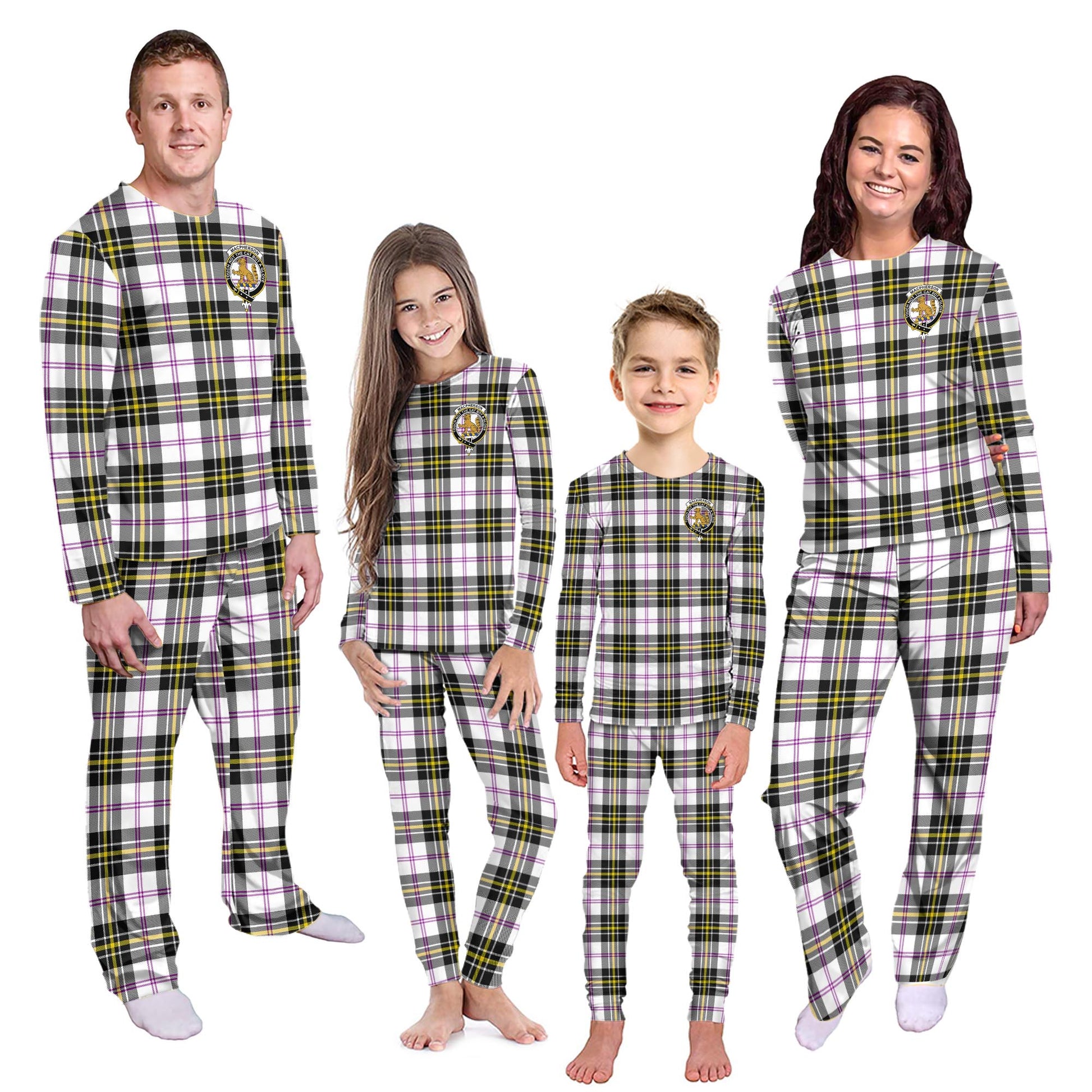 MacPherson Dress Modern Tartan Pajamas Family Set with Family Crest - Tartanvibesclothing