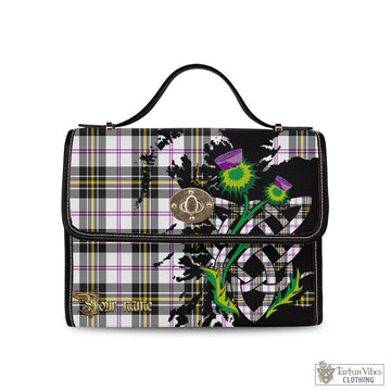 MacPherson Dress Modern Tartan Waterproof Canvas Bag with Scotland Map and Thistle Celtic Accents