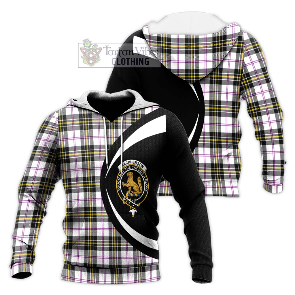 MacPherson Dress Modern Tartan Knitted Hoodie with Family Crest Circle Style Unisex Knitted Pullover Hoodie - Tartan Vibes Clothing