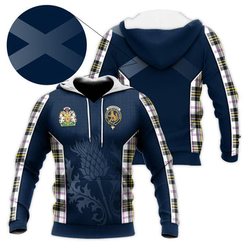 MacPherson Dress Modern Tartan Knitted Hoodie with Family Crest and Scottish Thistle Vibes Sport Style