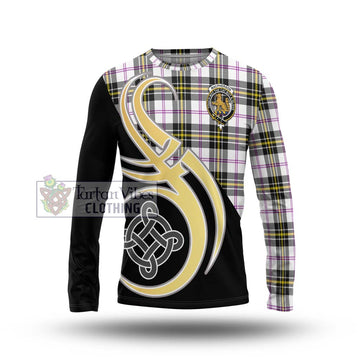 MacPherson Dress Modern Tartan Long Sleeve T-Shirt with Family Crest and Celtic Symbol Style