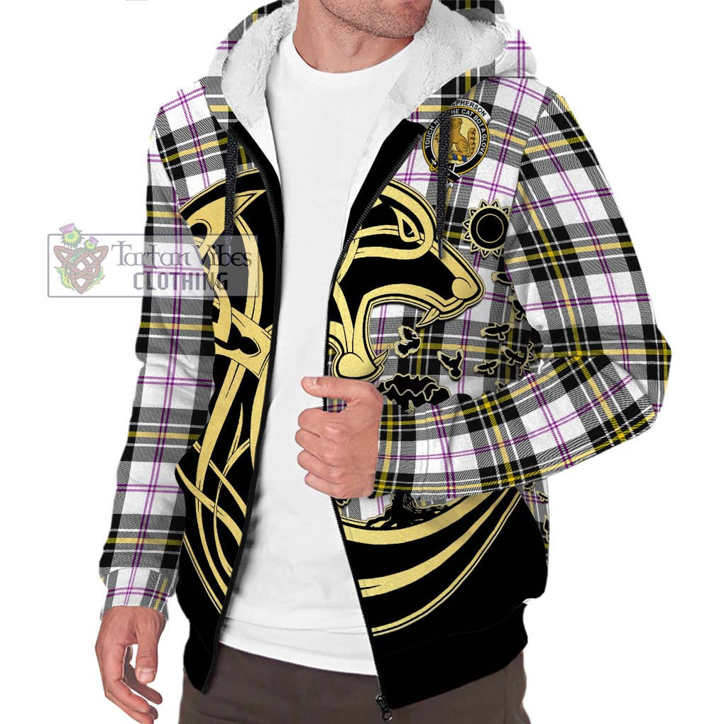 MacPherson Dress Modern Tartan Sherpa Hoodie with Family Crest Celtic Wolf Style Unisex S - Tartan Vibes Clothing