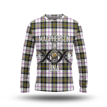 MacPherson Dress Modern Tartan Long Sleeve T-Shirt with Family Crest DNA In Me Style