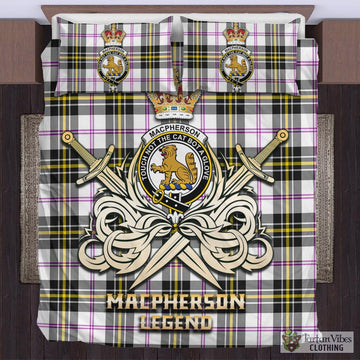 MacPherson Dress Modern Tartan Bedding Set with Clan Crest and the Golden Sword of Courageous Legacy