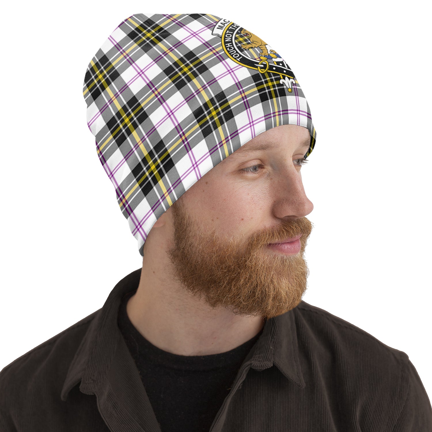 MacPherson Dress Modern Tartan Beanies Hat with Family Crest One Size 10.5*10.2 inches - Tartan Vibes Clothing