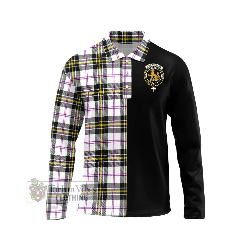 MacPherson Dress Modern Tartan Long Sleeve Polo Shirt with Family Crest and Half Of Me Style Unisex - Tartanvibesclothing Shop