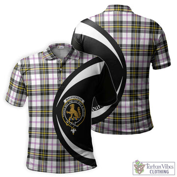 MacPherson Dress Modern Tartan Men's Polo Shirt with Family Crest Circle Style