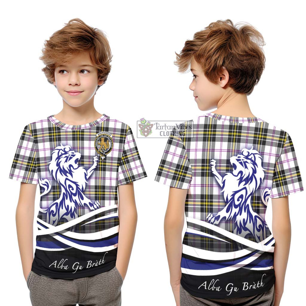 MacPherson Dress Modern Tartan Kid T-Shirt with Alba Gu Brath Regal Lion Emblem Youth XL Size14 - Tartanvibesclothing Shop