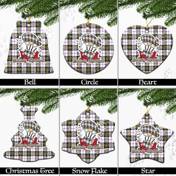 MacPherson Dress Modern Tartan Christmas Ceramic Ornaments with Scottish Gnome Playing Bagpipes