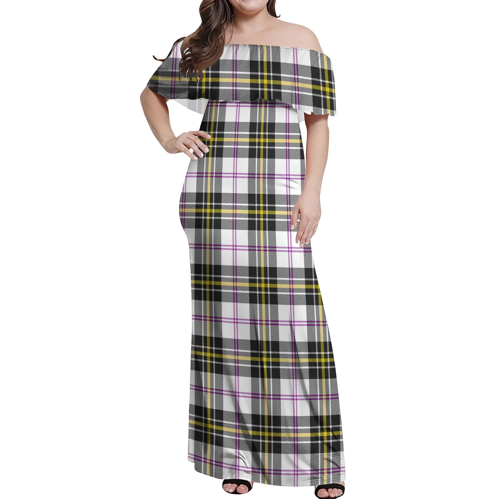 MacPherson Dress Modern Tartan Off Shoulder Long Dress Women's Dress - Tartanvibesclothing