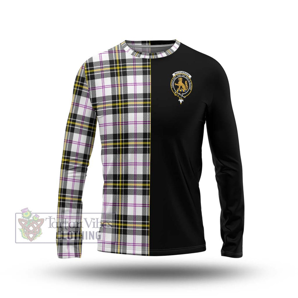 MacPherson Dress Modern Tartan Long Sleeve T-Shirt with Family Crest and Half Of Me Style Unisex - Tartanvibesclothing Shop