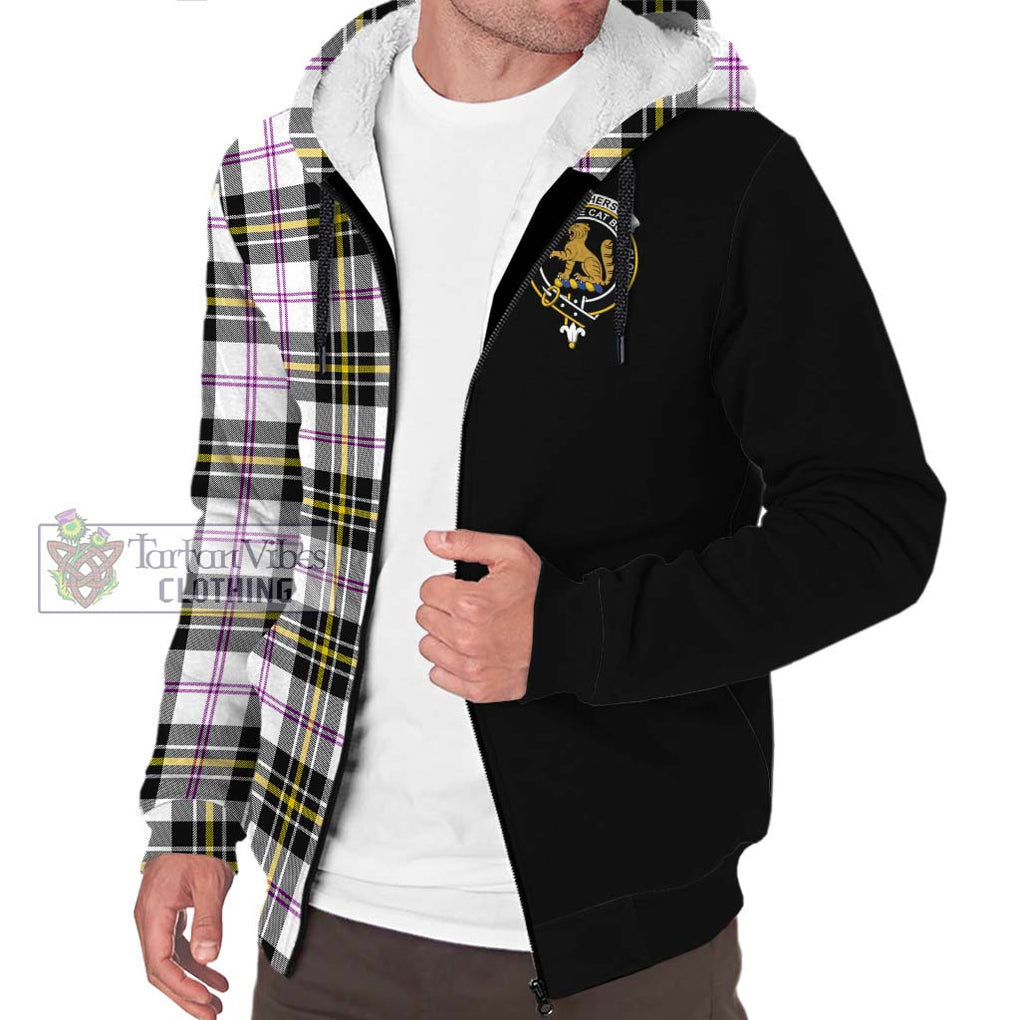 MacPherson Dress Modern Tartan Sherpa Hoodie with Family Crest and Half Of Me Style Unisex S - Tartanvibesclothing Shop