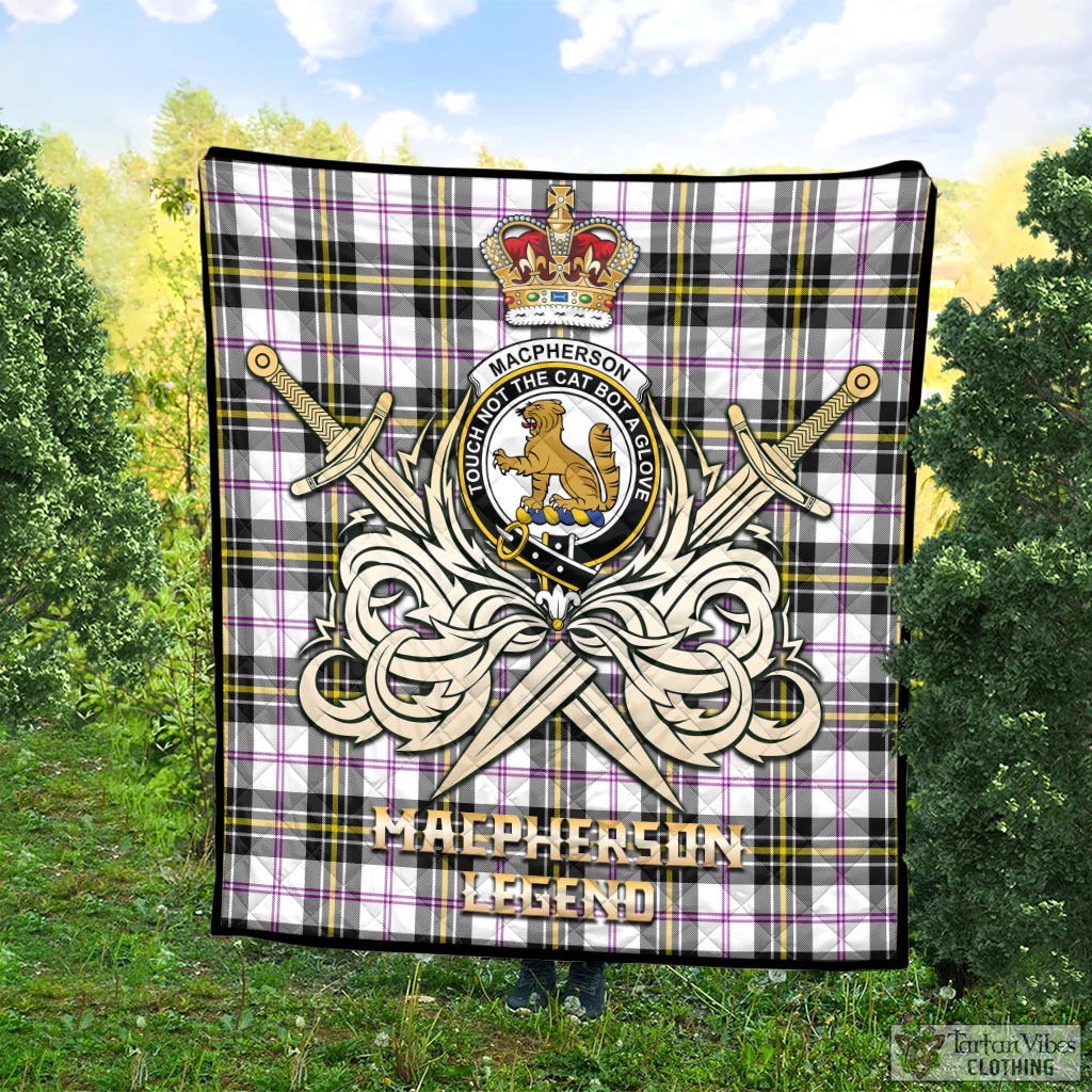 Tartan Vibes Clothing MacPherson Dress Modern Tartan Quilt with Clan Crest and the Golden Sword of Courageous Legacy