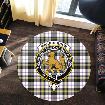 MacPherson Dress Modern Tartan Round Rug with Family Crest