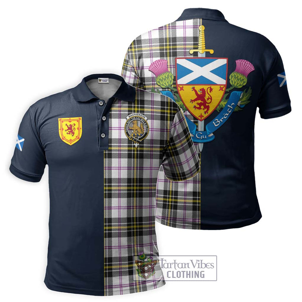 Tartan Vibes Clothing MacPherson Dress Modern Tartan Polo Shirt with Scottish Lion Royal Arm Half Style