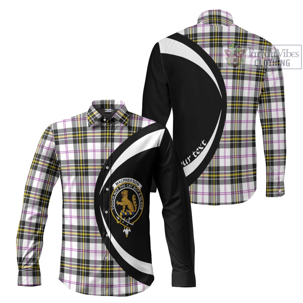 MacPherson Dress Modern Tartan Long Sleeve Button Up with Family Crest Circle Style Men's Shirt S - Tartan Vibes Clothing