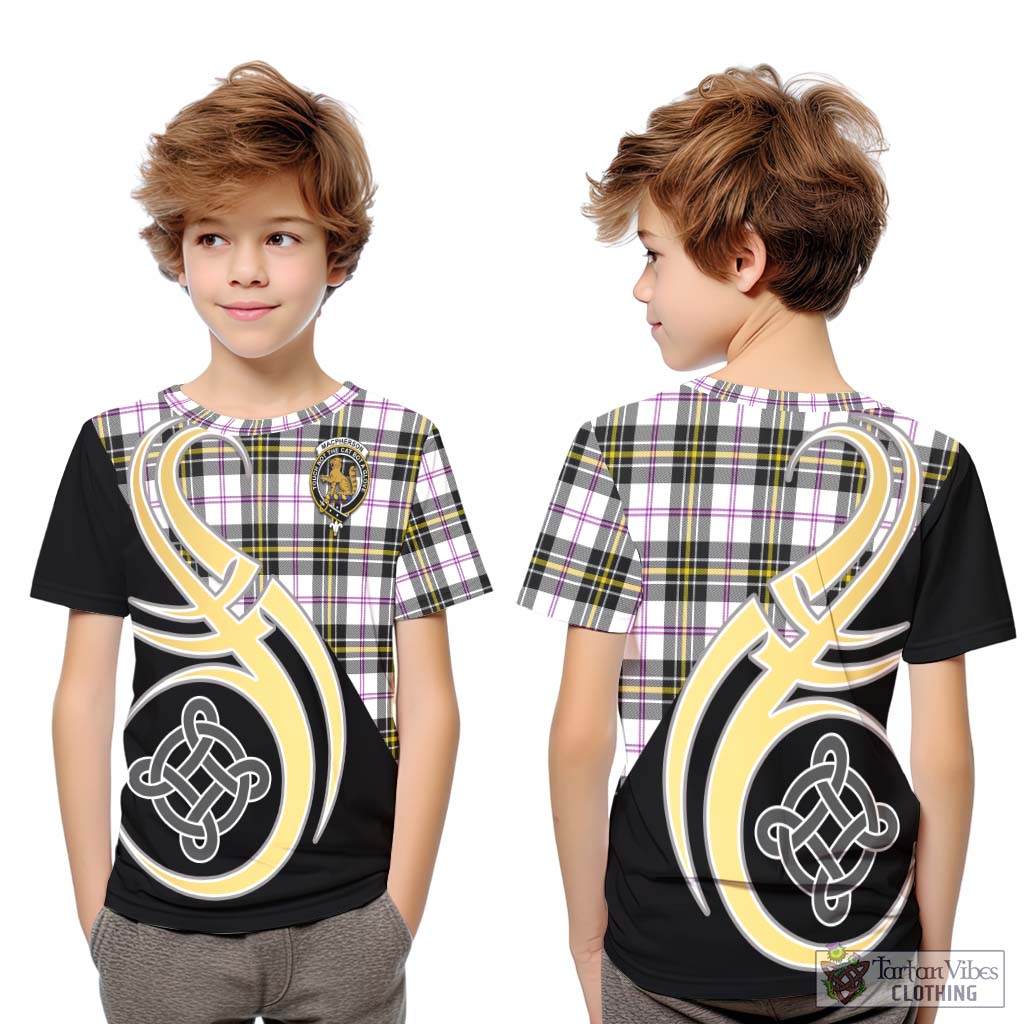 MacPherson Dress Modern Tartan Kid T-Shirt with Family Crest and Celtic Symbol Style Youth XL Size14 - Tartan Vibes Clothing