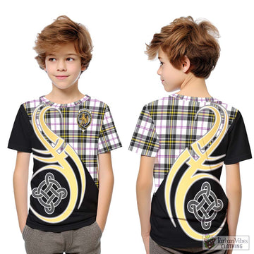 MacPherson Dress Modern Tartan Kid T-Shirt with Family Crest and Celtic Symbol Style