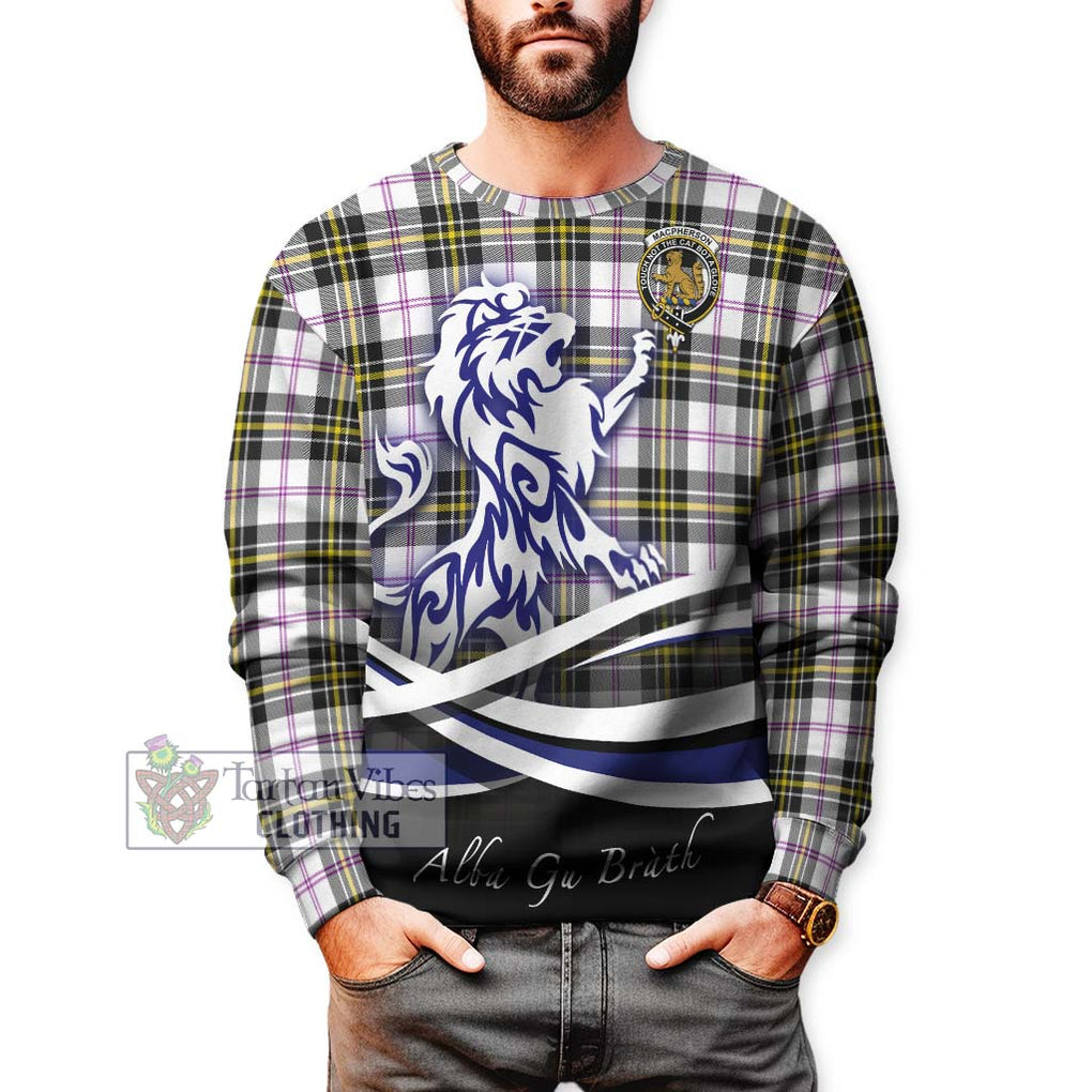 MacPherson Dress Modern Tartan Sweatshirt with Alba Gu Brath Regal Lion Emblem Unisex - Tartanvibesclothing Shop