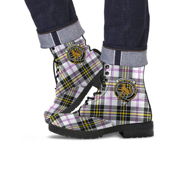 MacPherson Dress Modern Tartan Leather Boots with Family Crest