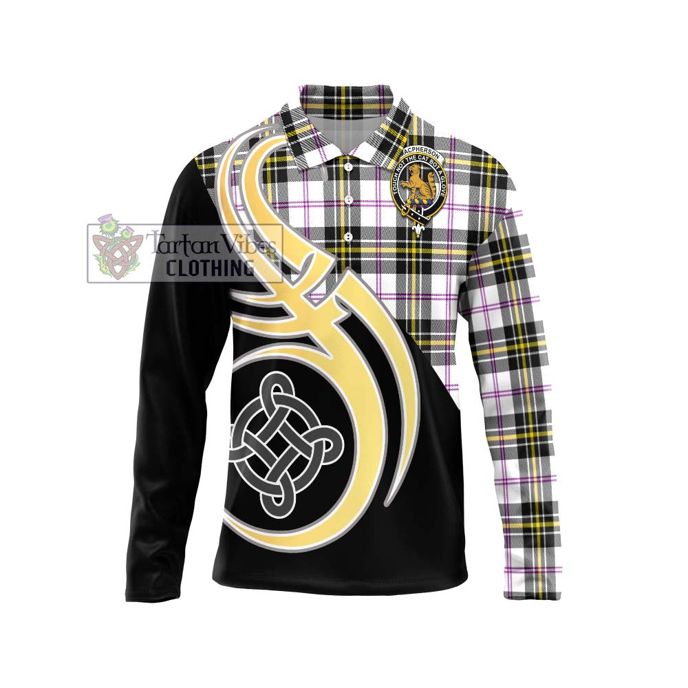 MacPherson Dress Modern Tartan Long Sleeve Polo Shirt with Family Crest and Celtic Symbol Style Unisex - Tartan Vibes Clothing