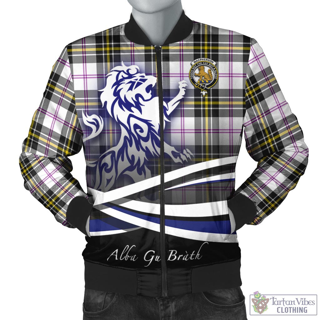 Tartan Vibes Clothing MacPherson Dress Modern Tartan Bomber Jacket with Alba Gu Brath Regal Lion Emblem