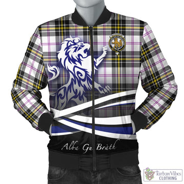 MacPherson Dress Modern Tartan Bomber Jacket with Alba Gu Brath Regal Lion Emblem