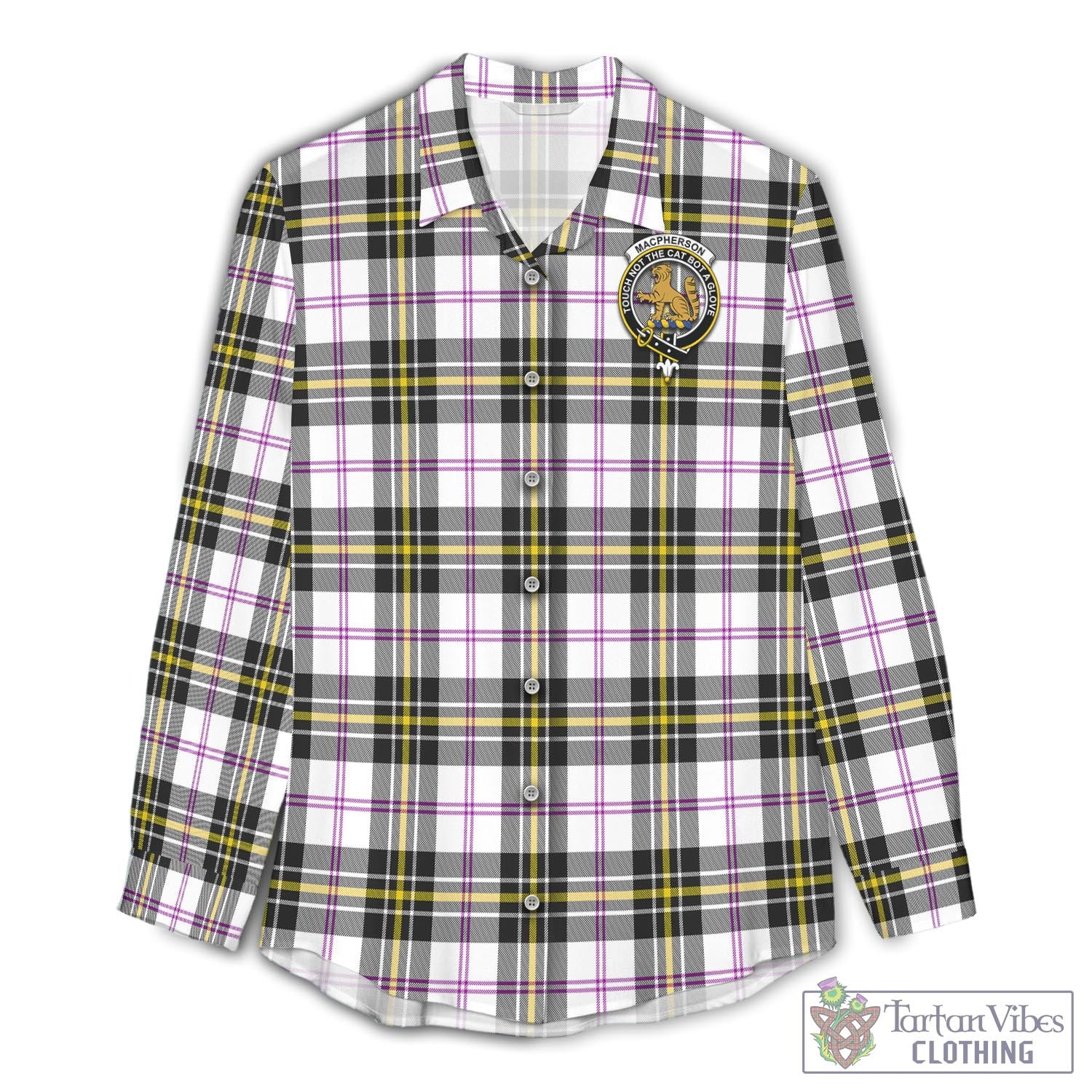 Tartan Vibes Clothing MacPherson Dress Modern Tartan Womens Casual Shirt with Family Crest