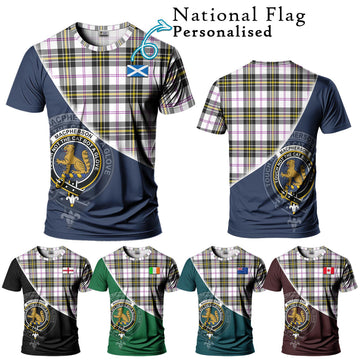 MacPherson Dress Modern Tartan T-Shirt with Personalised National Flag and Family Crest Half Style