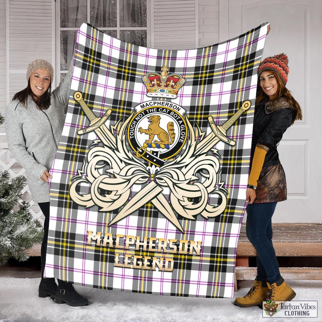 Tartan Vibes Clothing MacPherson Dress Modern Tartan Blanket with Clan Crest and the Golden Sword of Courageous Legacy