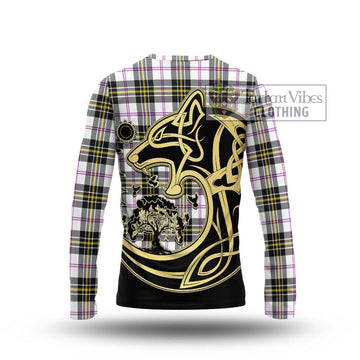 MacPherson Dress Modern Tartan Long Sleeve T-Shirt with Family Crest Celtic Wolf Style