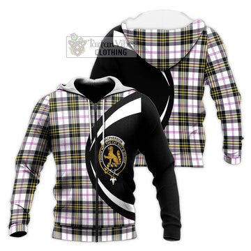 MacPherson Dress Modern Tartan Knitted Hoodie with Family Crest Circle Style