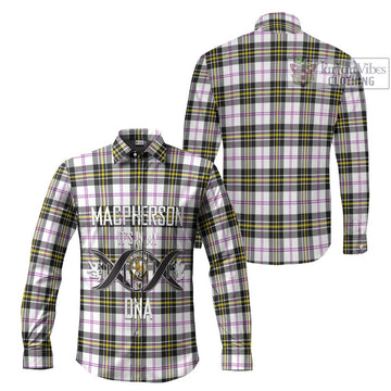 MacPherson Dress Modern Tartan Long Sleeve Button Shirt with Family Crest DNA In Me Style