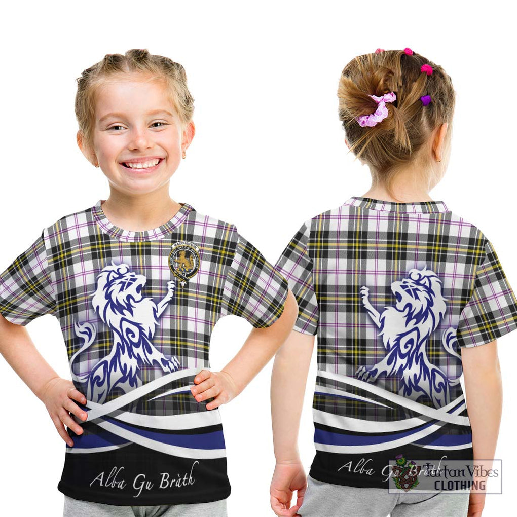 MacPherson Dress Modern Tartan Kid T-Shirt with Alba Gu Brath Regal Lion Emblem - Tartanvibesclothing Shop