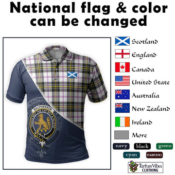 MacPherson Dress Modern Tartan Polo Shirt with Personalised National Flag and Family Crest Half Style