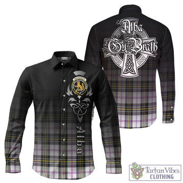 MacPherson Dress Modern Tartan Long Sleeve Button Up Featuring Alba Gu Brath Family Crest Celtic Inspired