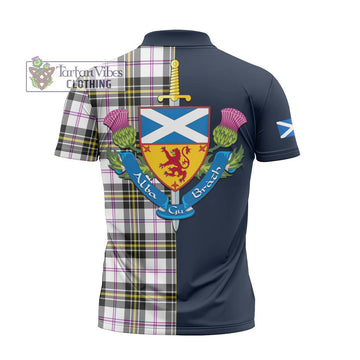 MacPherson Dress Modern Tartan Zipper Polo Shirt Alba with Scottish Lion Royal Arm Half Style