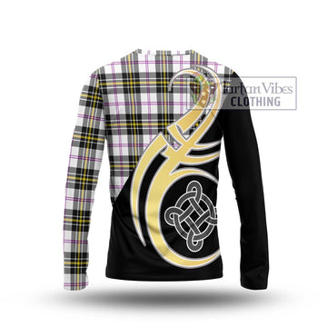 MacPherson Dress Modern Tartan Long Sleeve T-Shirt with Family Crest and Celtic Symbol Style