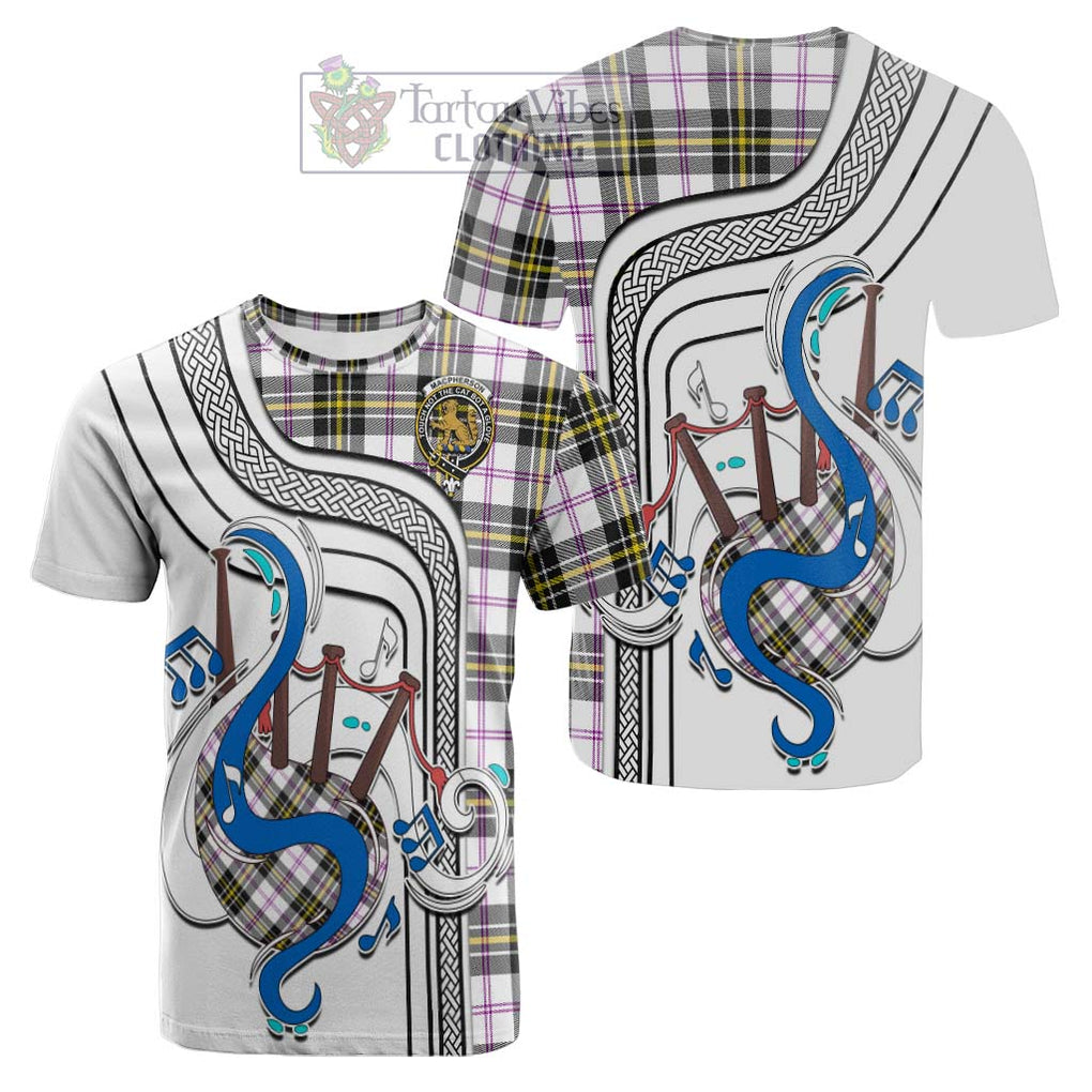 Tartan Vibes Clothing MacPherson Dress Modern Tartan Cotton T-shirt with Epic Bagpipe Style