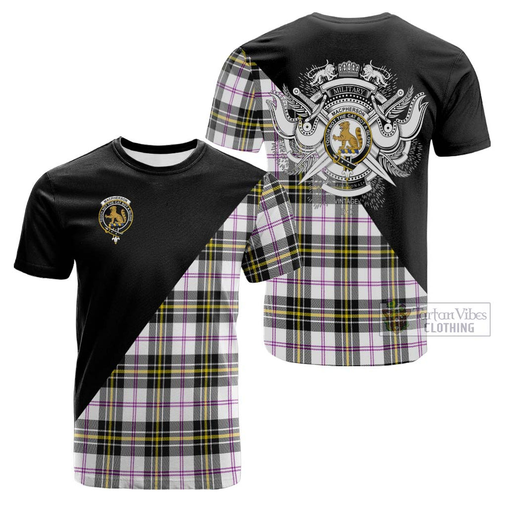 Tartan Vibes Clothing MacPherson Dress Modern Tartan Cotton T-shirt with Family Crest and Military Logo Style