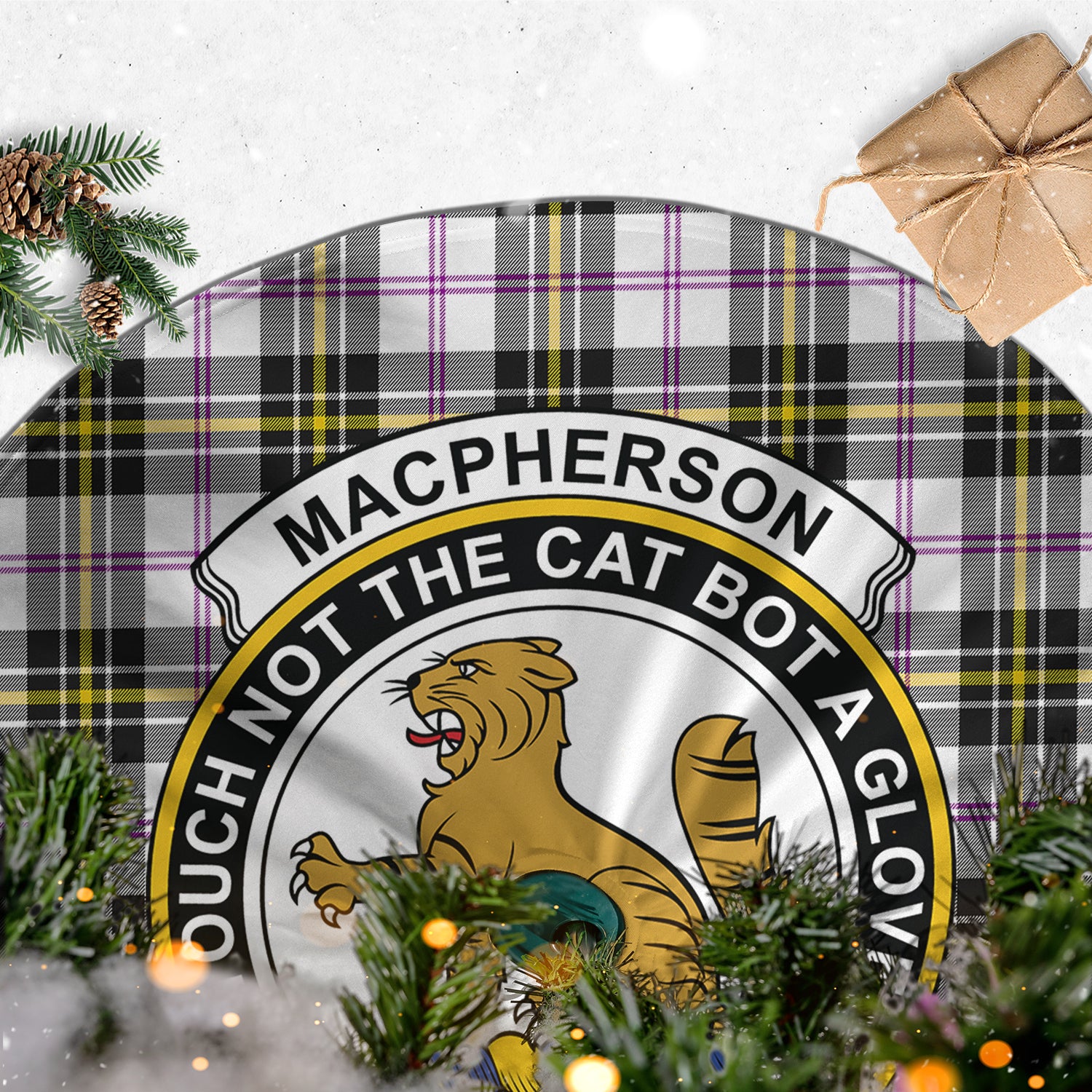 MacPherson Dress Modern Tartan Christmas Tree Skirt with Family Crest - Tartanvibesclothing