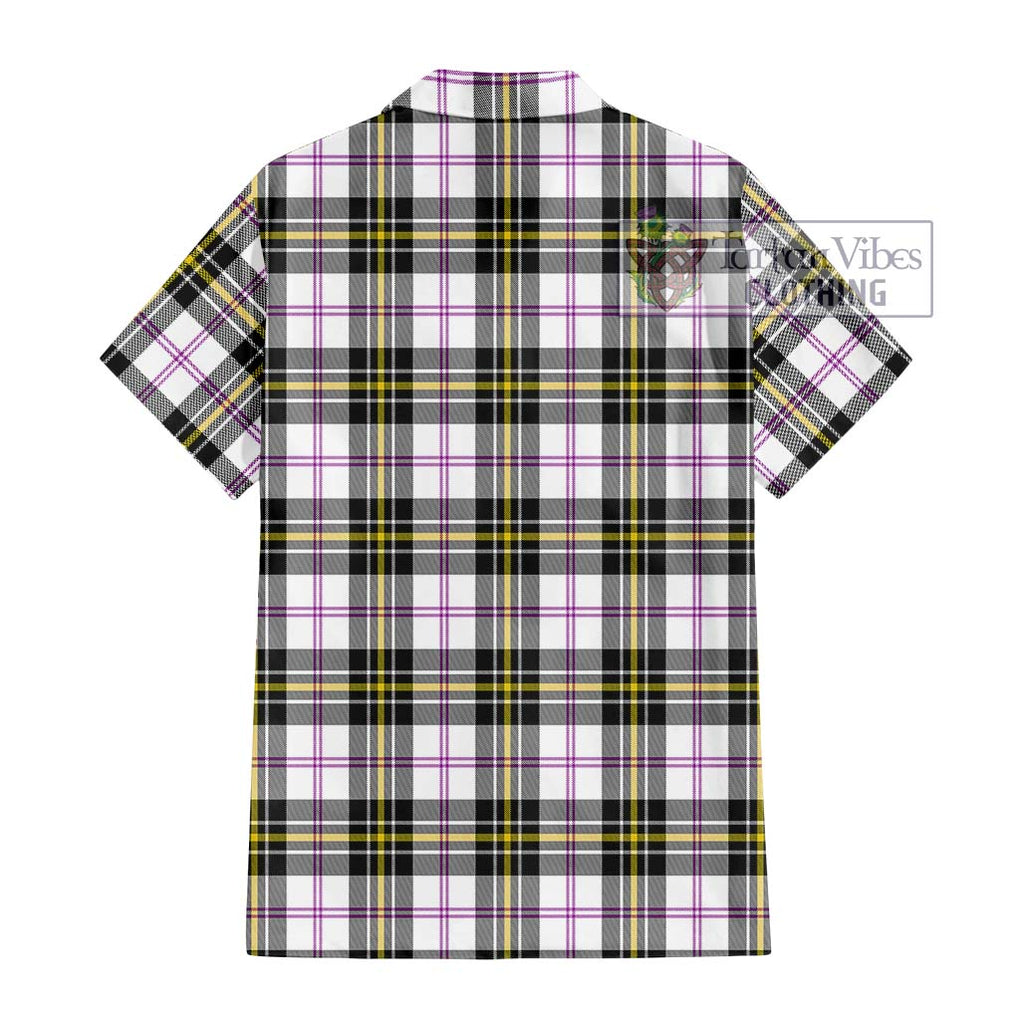 MacPherson Dress Modern Tartan Short Sleeve Button Shirt with Family Crest DNA In Me Style - Tartanvibesclothing Shop