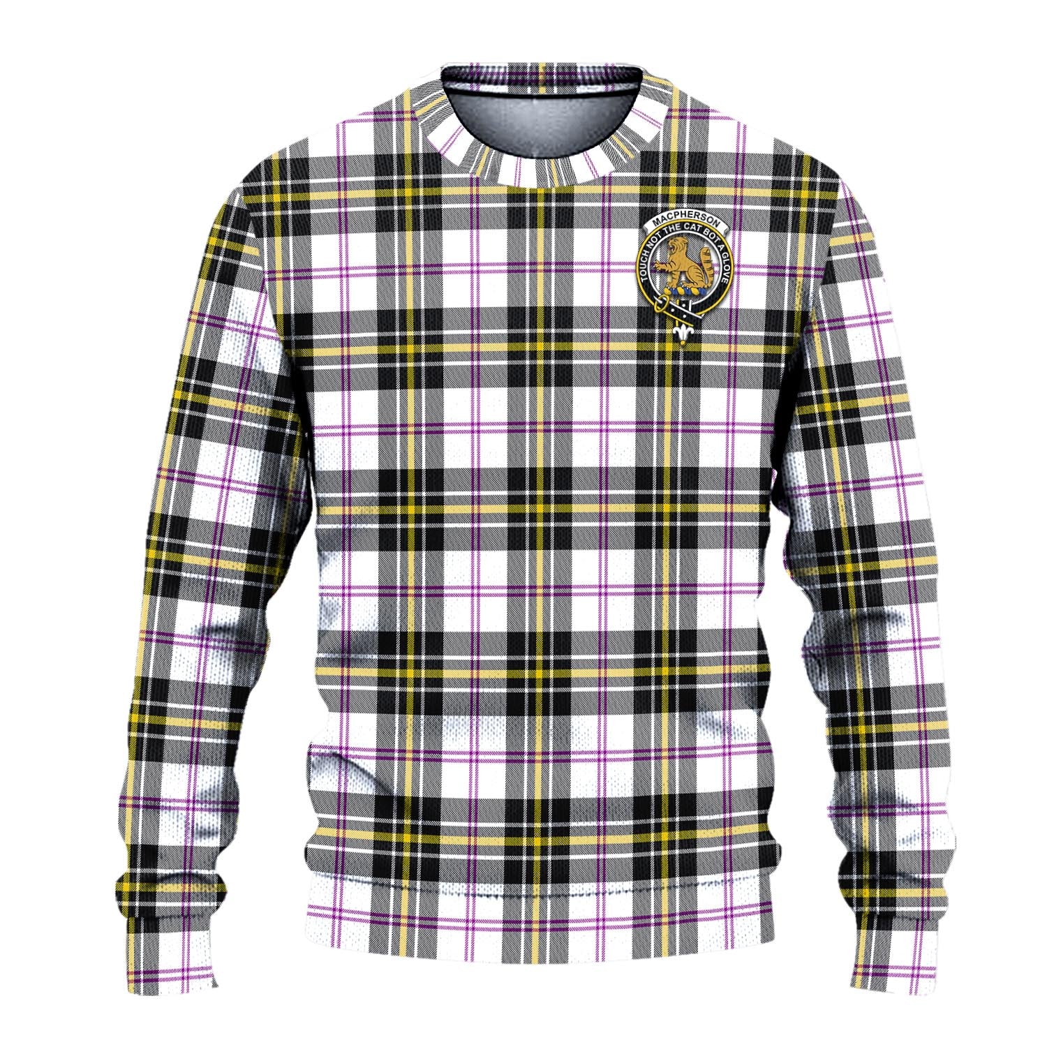 MacPherson Dress Modern Tartan Knitted Sweater with Family Crest - Tartanvibesclothing