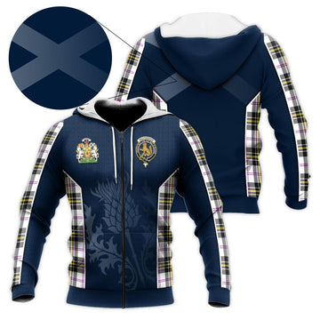 MacPherson Dress Modern Tartan Knitted Hoodie with Family Crest and Scottish Thistle Vibes Sport Style