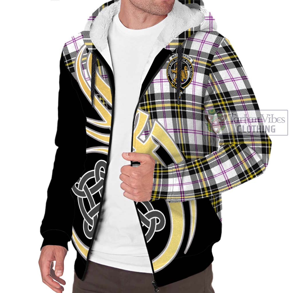 MacPherson Dress Modern Tartan Sherpa Hoodie with Family Crest and Celtic Symbol Style - Tartan Vibes Clothing