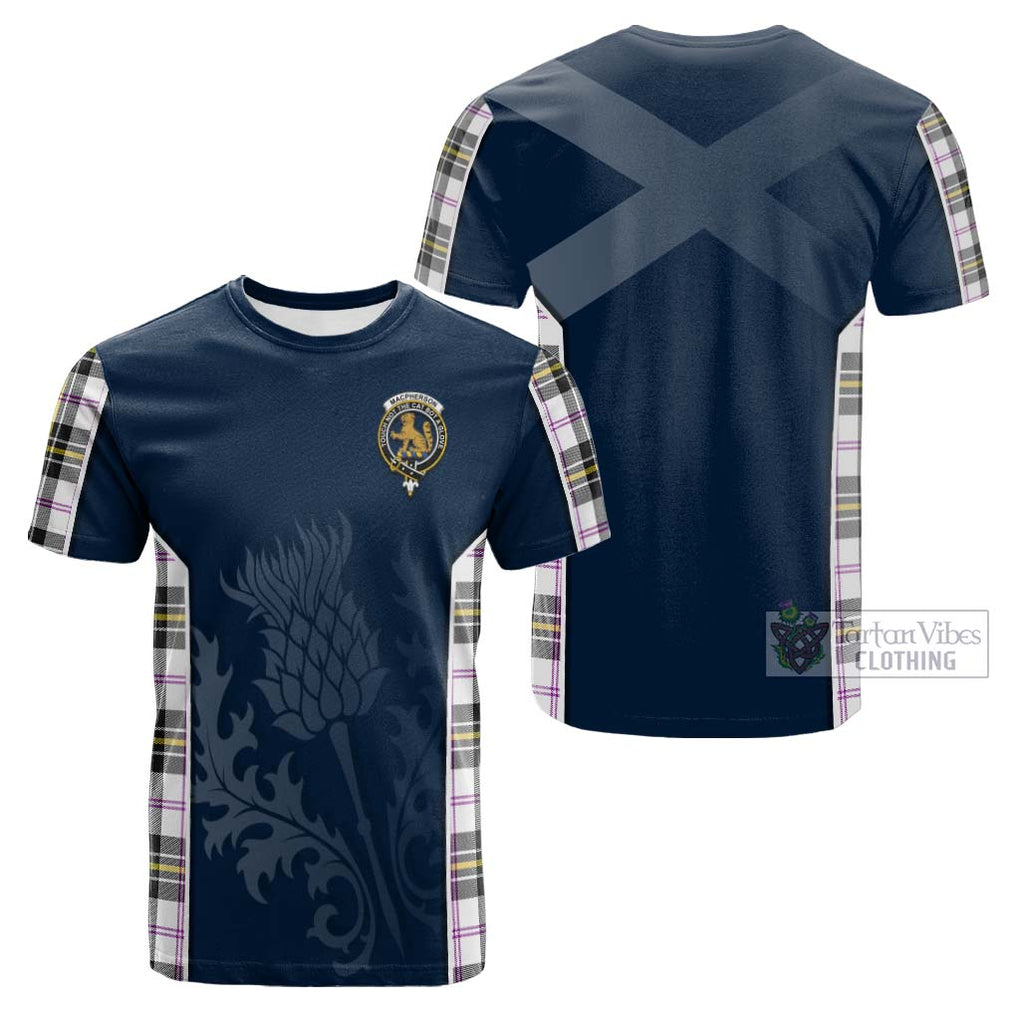 Tartan Vibes Clothing MacPherson Dress Modern Tartan Cotton T-shirt with Family Crest and Scottish Thistle Vibes Sport Style