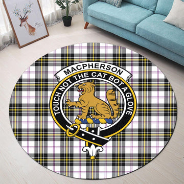 MacPherson Dress Modern Tartan Round Rug with Family Crest