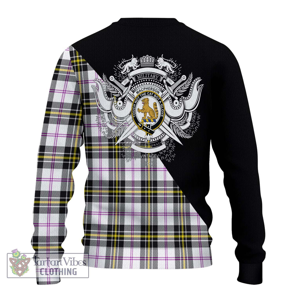 MacPherson Dress Modern Tartan Knitted Sweater with Family Crest and Military Logo Style - Tartanvibesclothing Shop