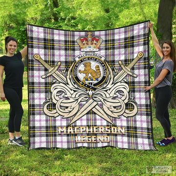 MacPherson Dress Modern Tartan Quilt with Clan Crest and the Golden Sword of Courageous Legacy