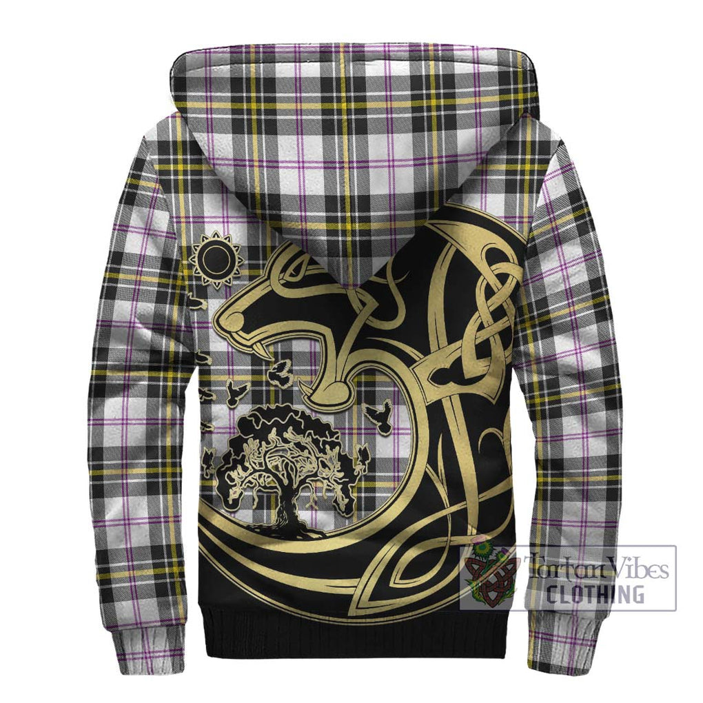 MacPherson Dress Modern Tartan Sherpa Hoodie with Family Crest Celtic Wolf Style - Tartan Vibes Clothing